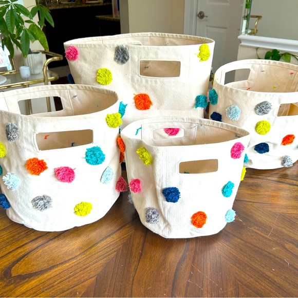 Anthropologie Other - Set of Pehr x Anthropologie Pom Canvas Storage Totes and Pillow Sham
